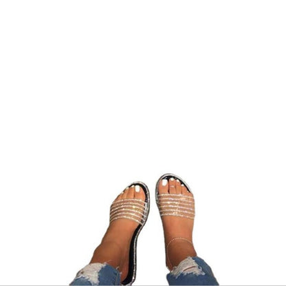 Size transparent flat sandals