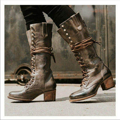 New Lace-up Boots Women's Boots With Thick Heel