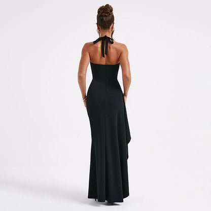 Dress Fashion Halter V-neck Strap Split Dress
