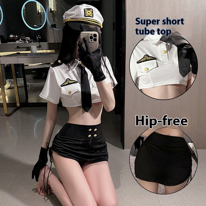 Ultra Short Shirt Sheath Pleated Slim-fit Short Skirt Business Wear Uniform Suit