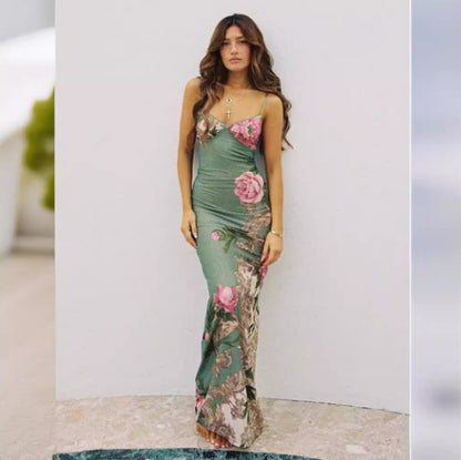 Temperament Elegant V-neck New Backless Fashion Simple Camisole Dress