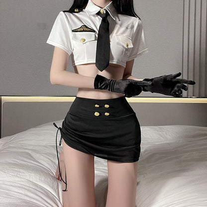 Ultra Short Shirt Sheath Pleated Slim-fit Short Skirt Business Wear Uniform Suit
