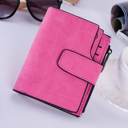Matte Leather Zipper Wallet Coin Purse