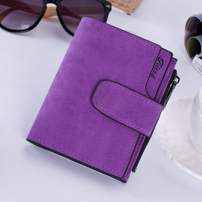 Matte Leather Zipper Wallet Coin Purse