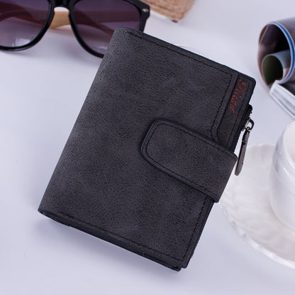 Matte Leather Zipper Wallet Coin Purse