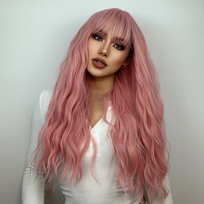Long Curly Hair Wine Red Wig