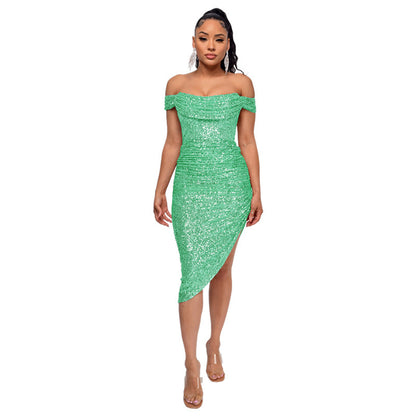 Women's Summer Off-shoulder French Waist Dress