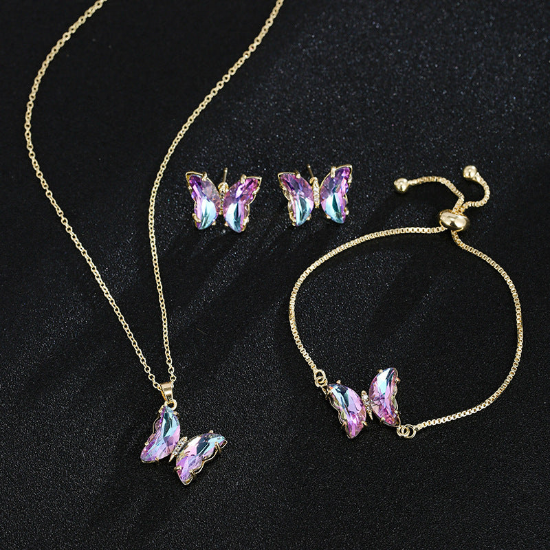 New Butterfly Necklace Jewelry Set