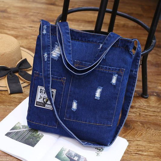 New fashion color denim cloth shoulder bags fashion simple dual-purpose Satchel