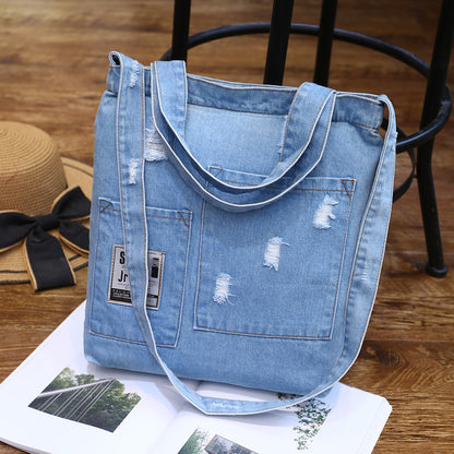 New fashion color denim cloth shoulder bags fashion simple dual-purpose Satchel