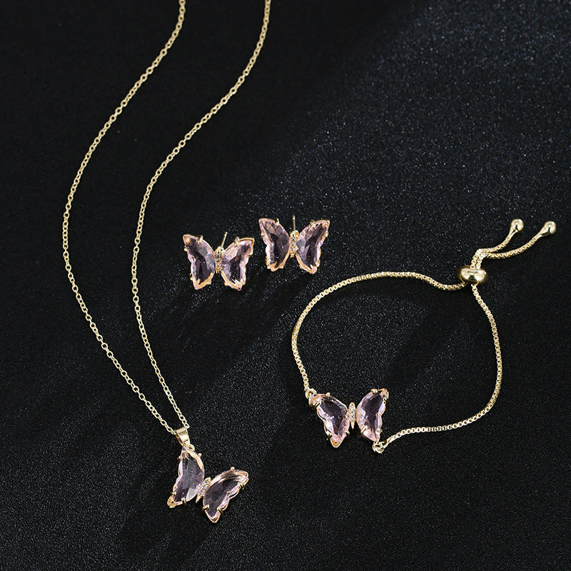 New Butterfly Necklace Jewelry Set