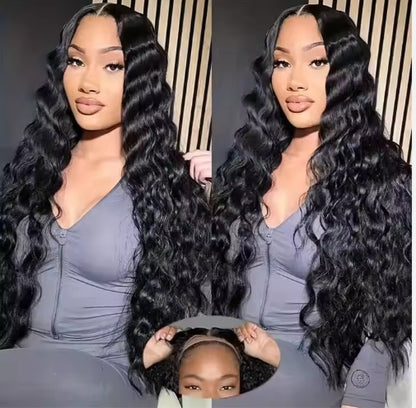 Glueless Wigs Human Hair Pre Plucked Pre Cut 200 Density Transparent HD Lace Frontal Wigs  Loose Deep Wave Wigs