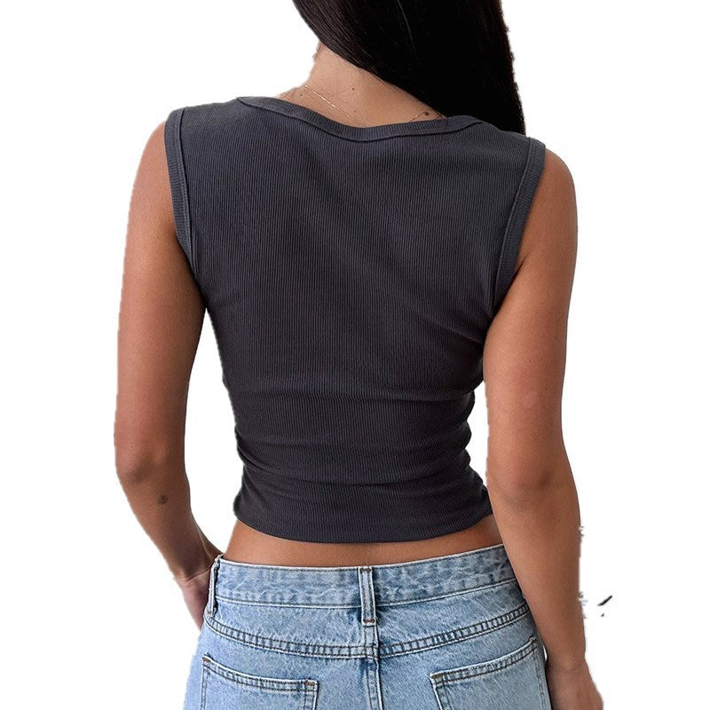 Summer Sexy U Collar Vest Top T-shirt For Women