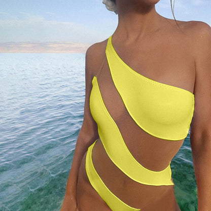 Women's Solid Color Sexy Irregular Bikini Swimsuit
