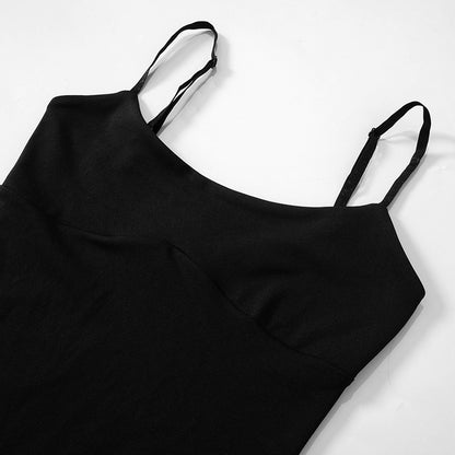 Strap Sleeveless High Waist Side Opening French Dress