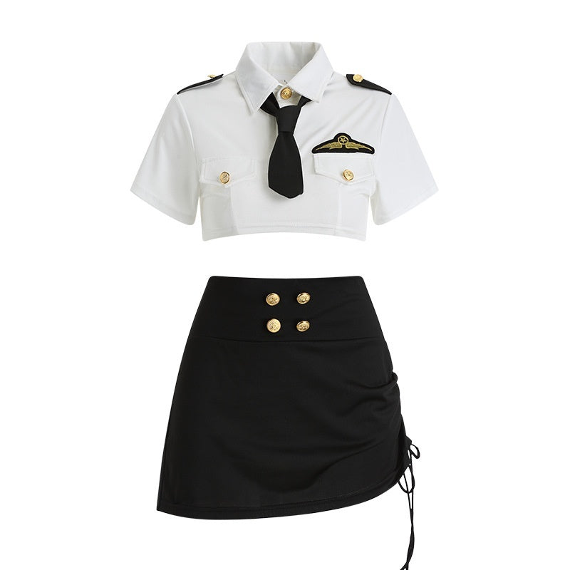 Ultra Short Shirt Sheath Pleated Slim-fit Short Skirt Business Wear Uniform Suit
