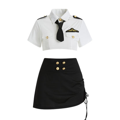 Ultra Short Shirt Sheath Pleated Slim-fit Short Skirt Business Wear Uniform Suit