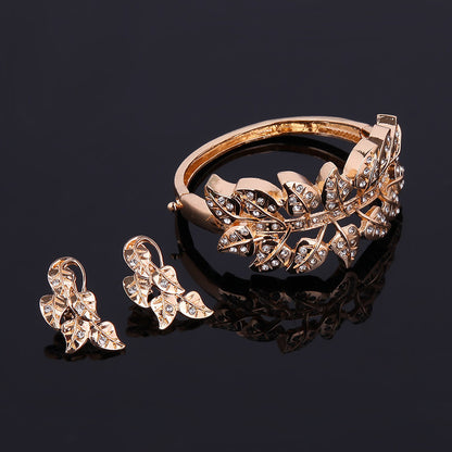Crystal Necklace And Ear Jewelry Set Of Four Bridal Banquet Jewelry Set