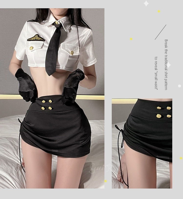 Ultra Short Shirt Sheath Pleated Slim-fit Short Skirt Business Wear Uniform Suit