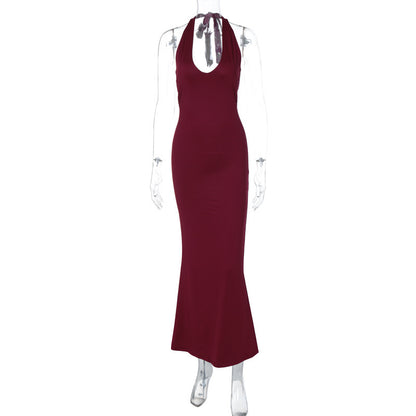 Summer New Pleating Halter Lace-up Slim Fit Dress