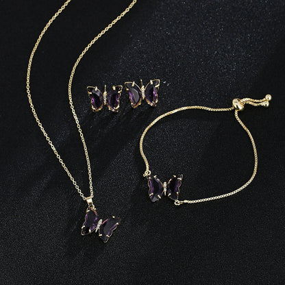 New Butterfly Necklace Jewelry Set