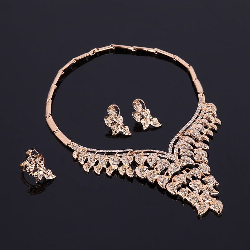 Crystal Necklace And Ear Jewelry Set Of Four Bridal Banquet Jewelry Set