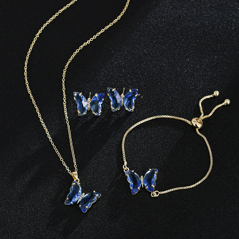 New Butterfly Necklace Jewelry Set