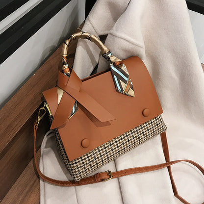Fashion grid bag shoulder messenger bag