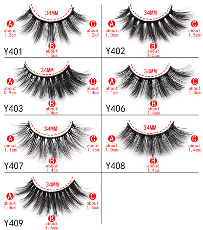 3D Artificial Mink Hair Thick Curling Pure Handmade Chemical Fiber Eyelash 10 Pairs