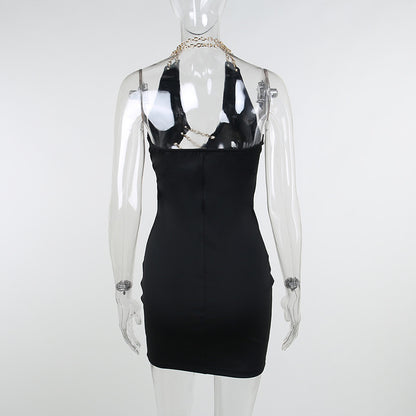 Fashion Halter Neck Sexy Hollow Bag Hip Dress