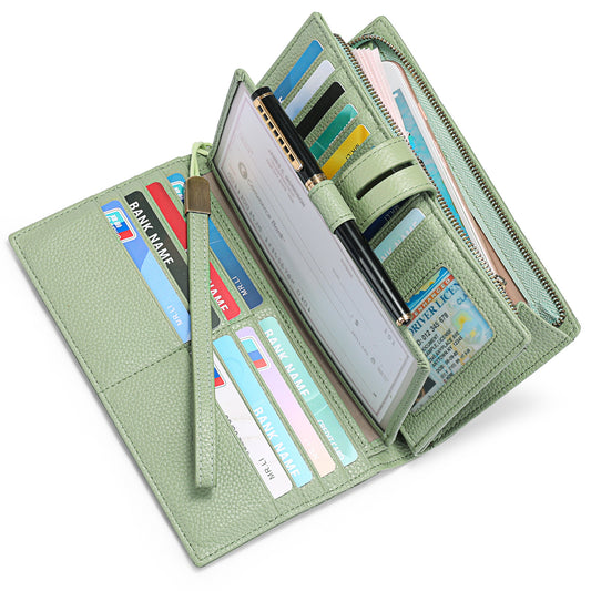 Head Layer Cowhide Long Multi Card Wallet