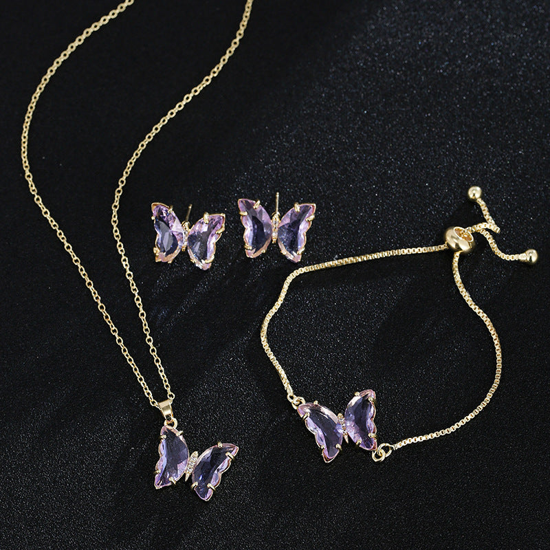 New Butterfly Necklace Jewelry Set