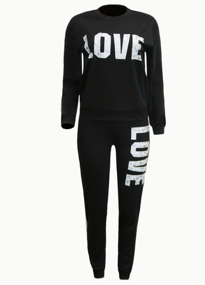 Chic Love Letter Printed Womens Two-piece Set