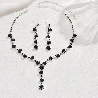 Fashion Crystal Necklace Ear Stud Bracelet Jewelry Accessories