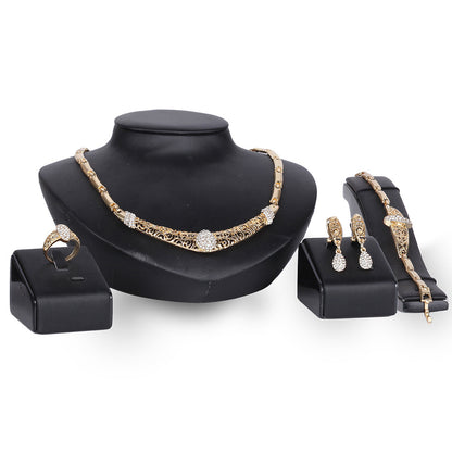 Crystal Necklace And Ear Jewelry Set of Four
