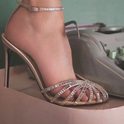 Round Head Hollow Stiletto Sandals