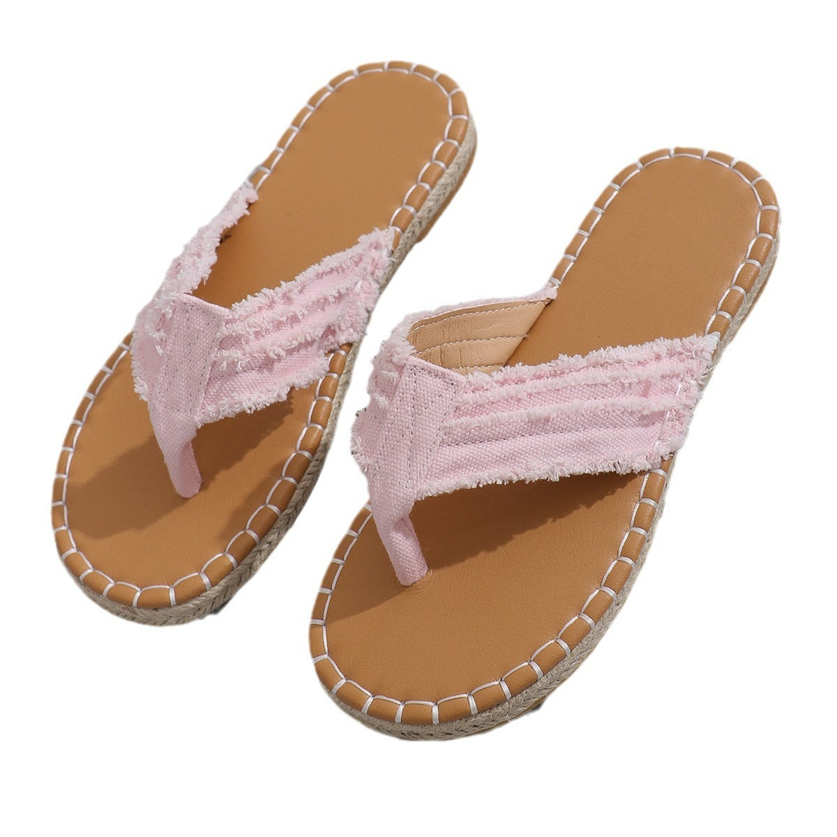 Flip Flops Women's Fashion Flat Straw Beach Flip-flops Outerwear Plus Size Sandals