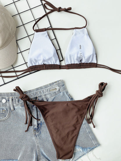 Bikini Solid Color Sexy Female Split Swimsuit Straps