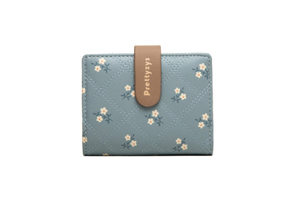 Women's Soft Printed Buckle Folding Small Wallet Multiple Card Slots Integrated Card Holder