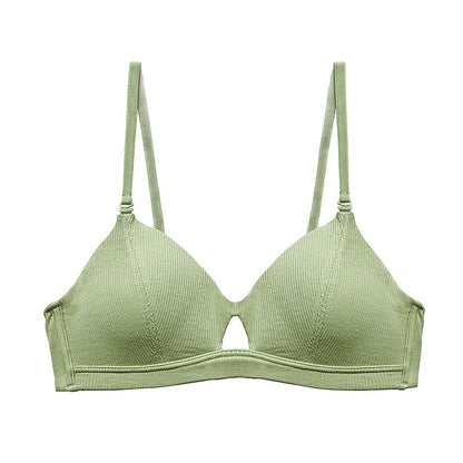 French Ribbed Thin No Steel Rim Bra European And American Sexy And Simple