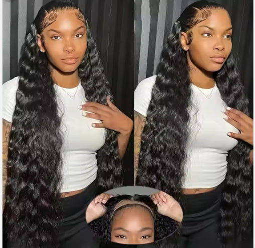 Glueless Wigs Human Hair Pre Plucked Pre Cut 200 Density Transparent HD Lace Frontal Wigs  Loose Deep Wave Wigs