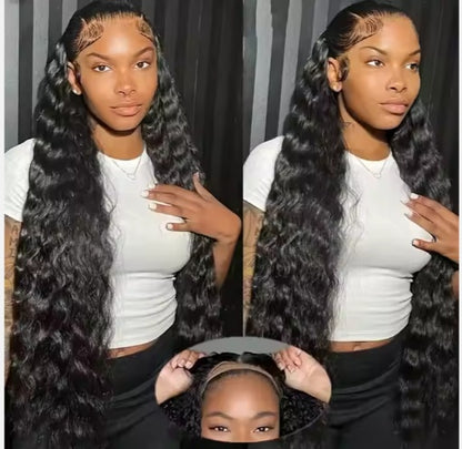 Glueless Wigs Human Hair Pre Plucked Pre Cut 200 Density Transparent HD Lace Frontal Wigs  Loose Deep Wave Wigs
