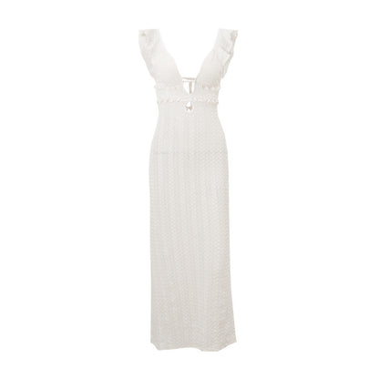 Women's V-neck Knitted Pure Desire Dress Slim Backless