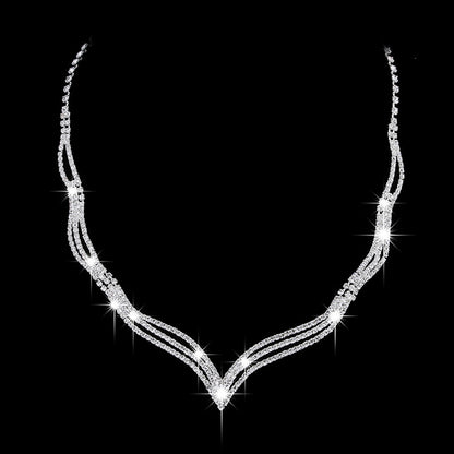 Bridal Jewelry Necklace Two-piece Set With Rhinestones