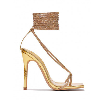 Women's Strappy Sandals Square Toe Flip Flops Stiletto High Heel Pumps Party Office Shoes