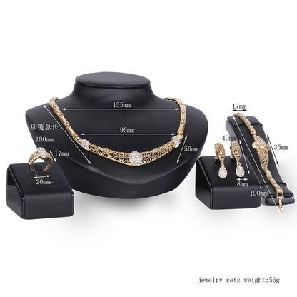 Crystal Necklace And Ear Jewelry Set of Four