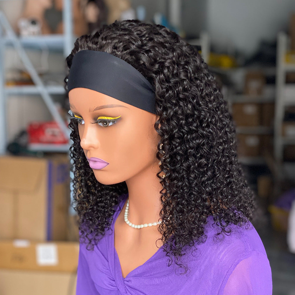 Curly Headband wig Human Hair Wigs