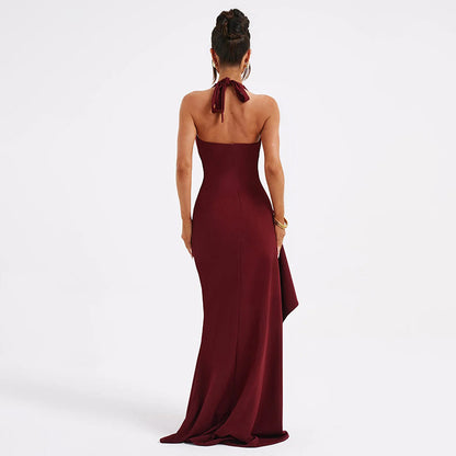Dress Fashion Halter V-neck Strap Split Dress