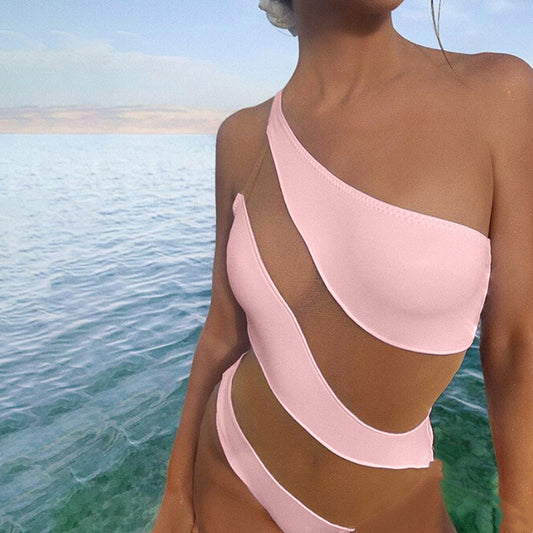 Women's Solid Color Sexy Irregular Bikini Swimsuit
