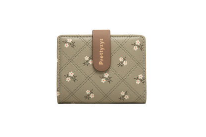 Women's Soft Printed Buckle Folding Small Wallet Multiple Card Slots Integrated Card Holder